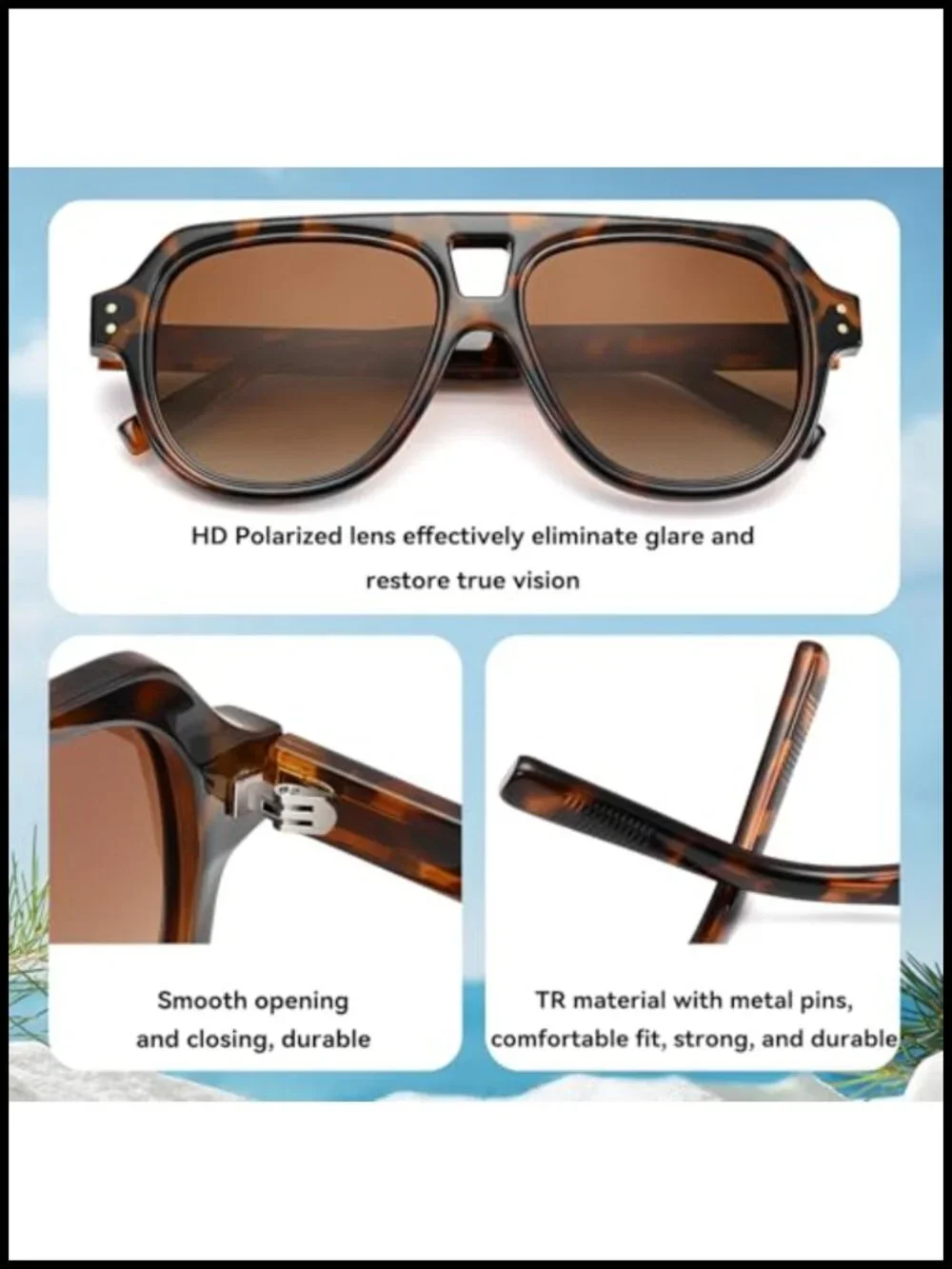 Retro Polarized Aviator Sunglasses for Men Women Fashion UV Protection